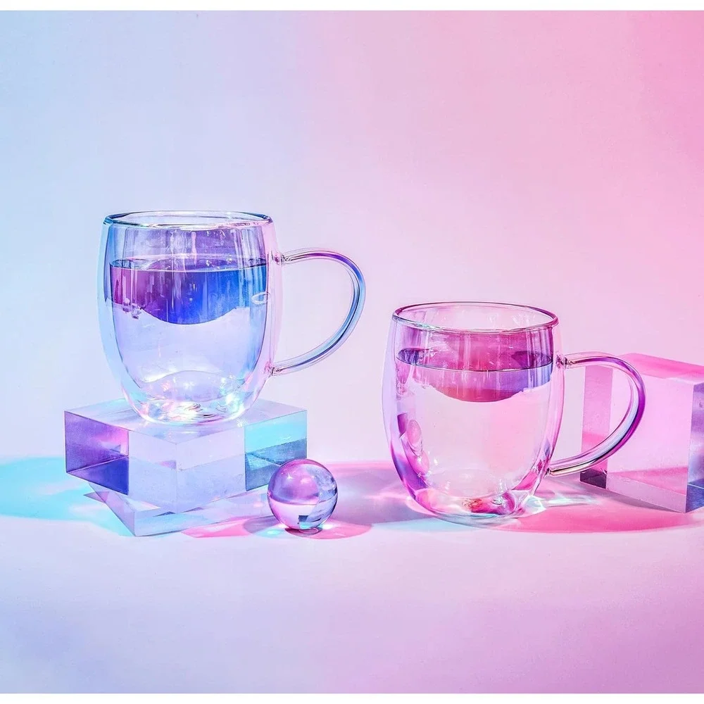 Dragon Glassware x Barbie Double Wall Coffee Mugs Pink Magenta 16oz Set 2 Sealed